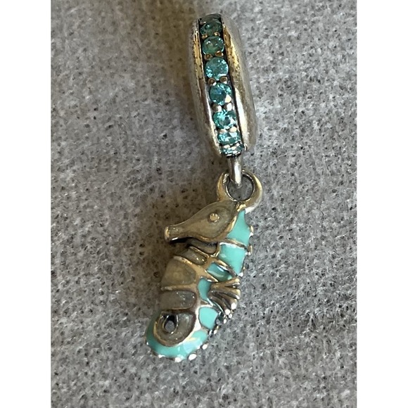 Pandora ALE 925 Sterling Silver Tropical Seahorse Enamel Dangle Charm - Picture 7 of 8